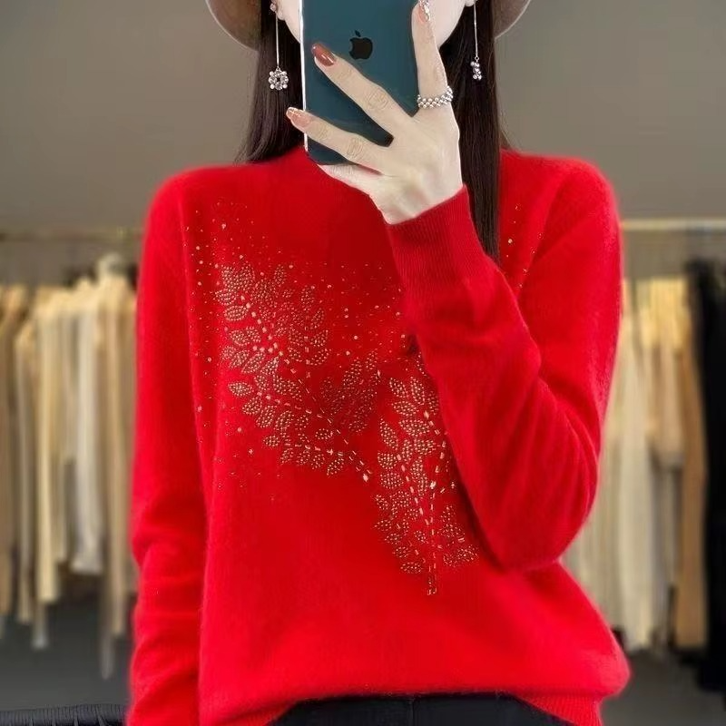 Pull femme en cachemire basique imprimé