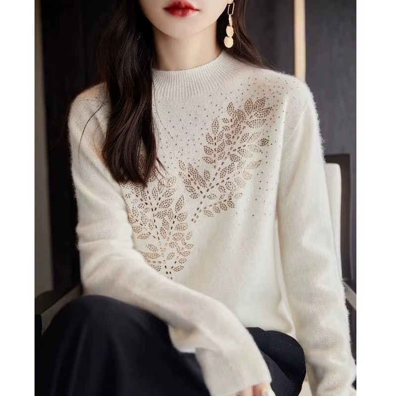 Pull femme en cachemire basique imprimé