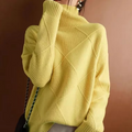 Pull femme en laine à col roulé