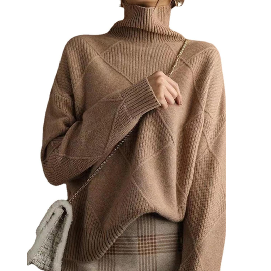Pull femme en laine à col roulé