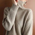 Pull femme en laine à col roulé