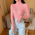 Pull femme en maille à col roulé