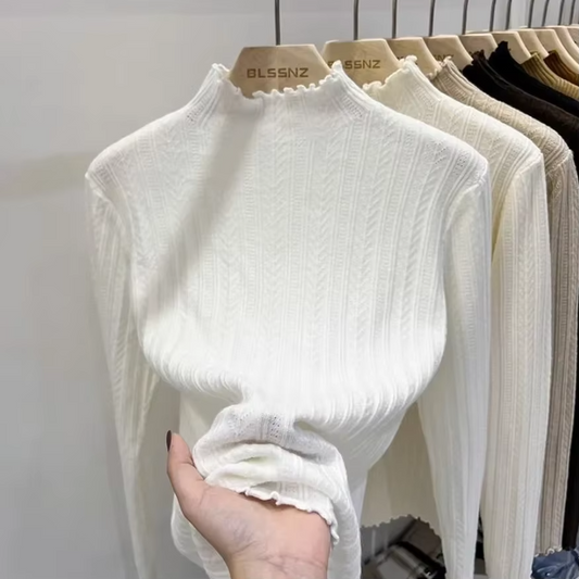 Pull femme en maille avec volants