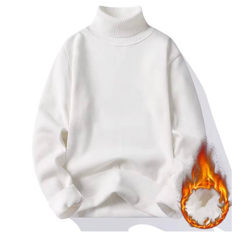 Pull homme d’hiver à col roulé doublé en polaire