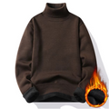 Pull homme d’hiver à col roulé doublé en polaire