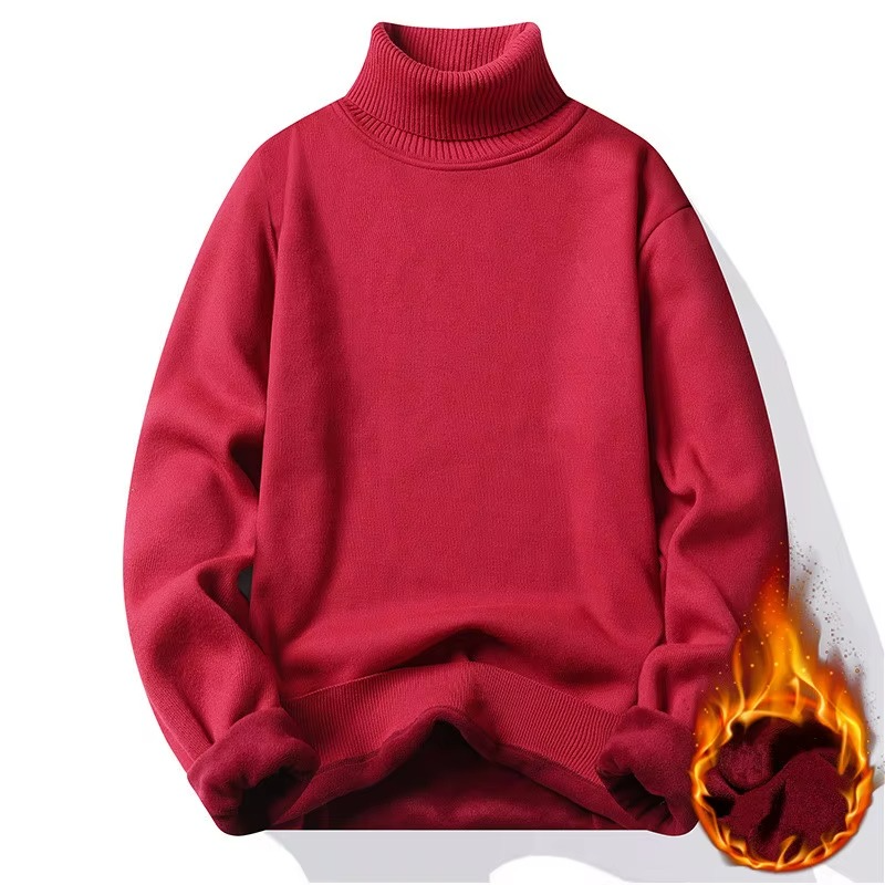 Pull homme d’hiver à col roulé doublé en polaire