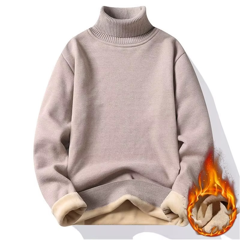 Pull homme d’hiver à col roulé doublé en polaire