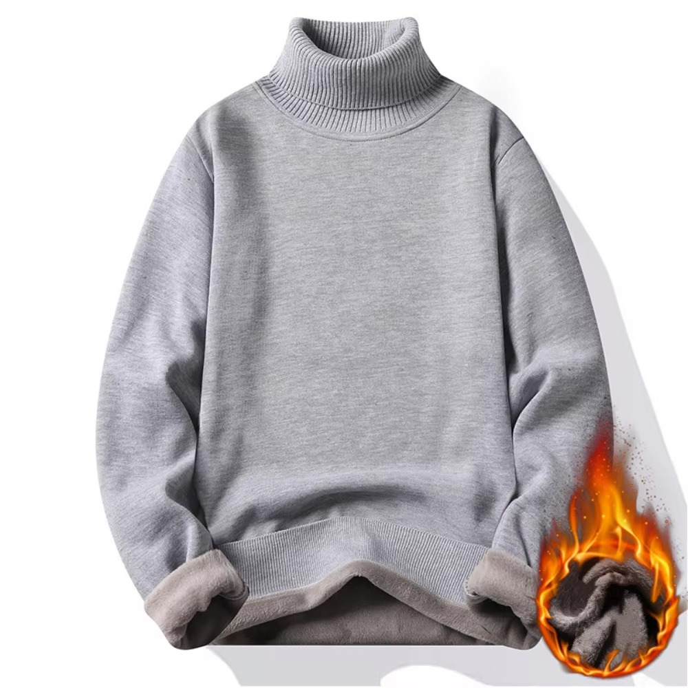 Pull homme d’hiver à col roulé doublé en polaire