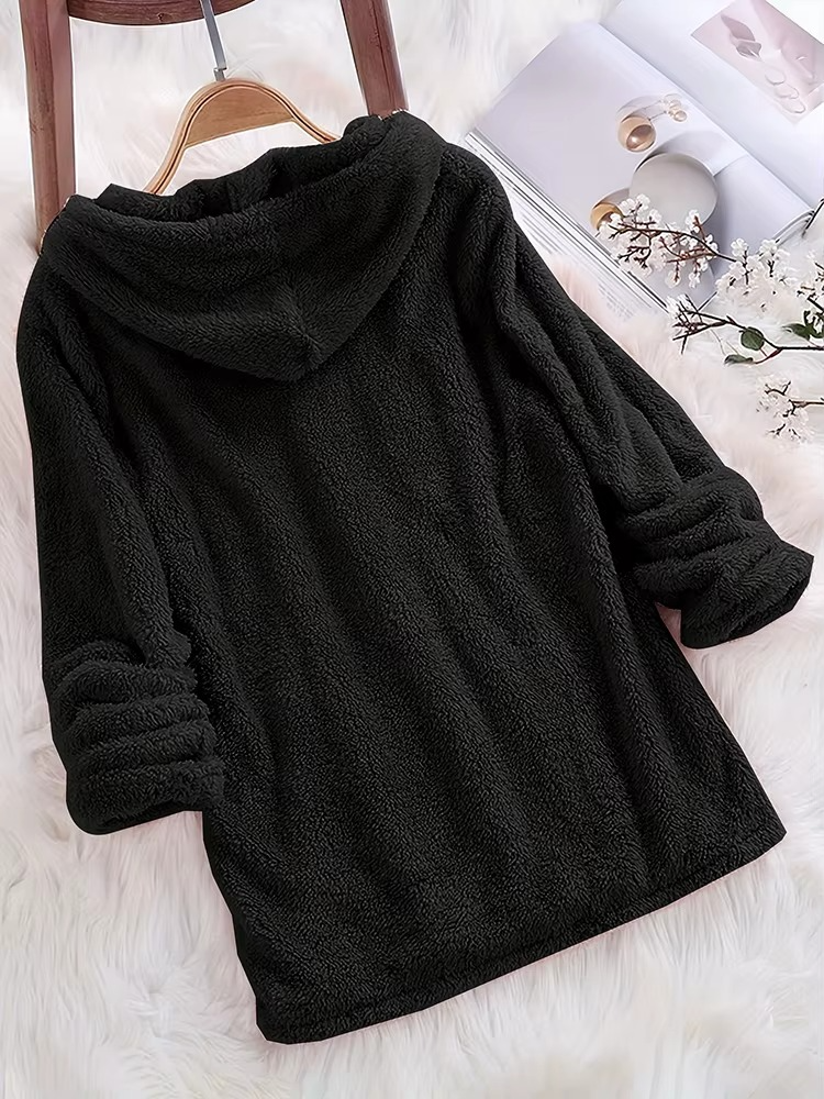 Sweat à capuche femme monochrome en laine