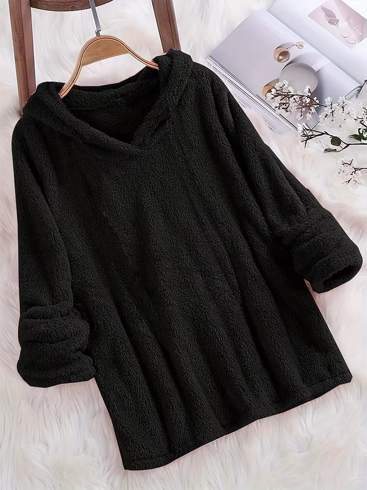 Sweat à capuche femme monochrome en laine