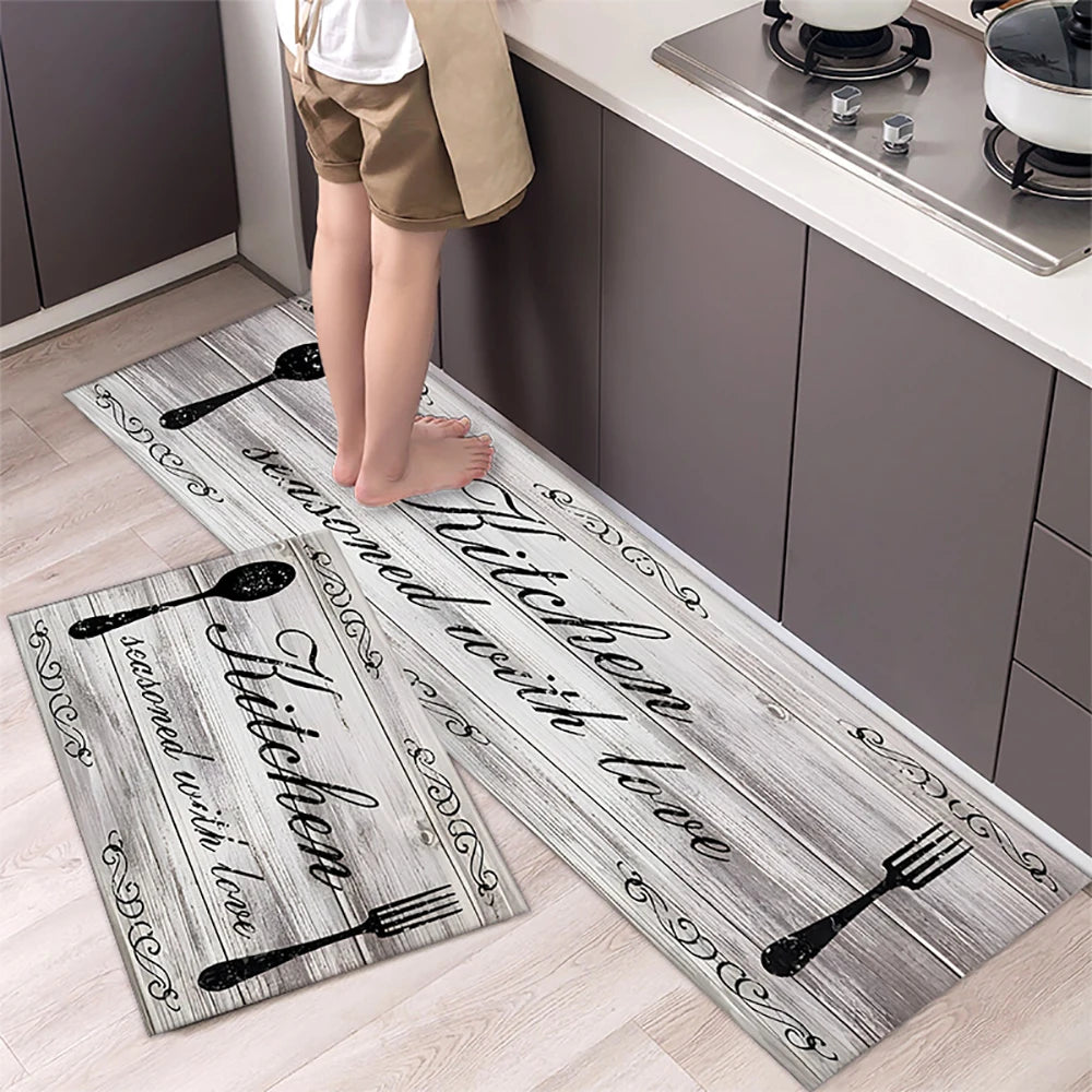 Tapis long imprimé absorbant et antidérapant
