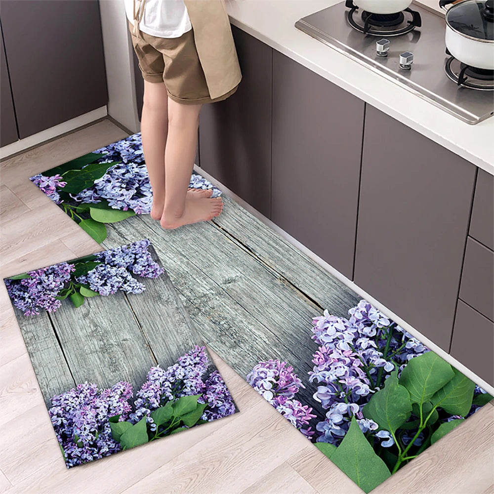 Tapis long imprimé absorbant et antidérapant