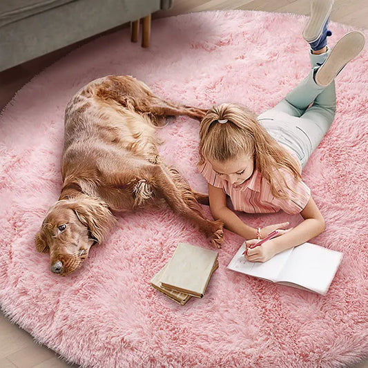 Tapis rond en peluche douce pour décoration