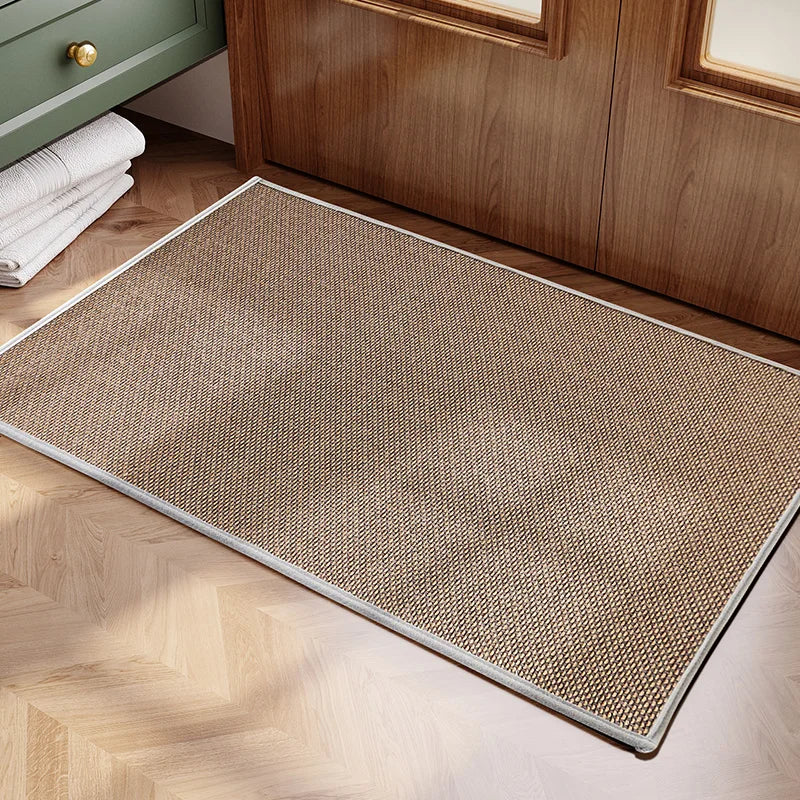 Tapis de cuisine long en lin naturel antidérapant