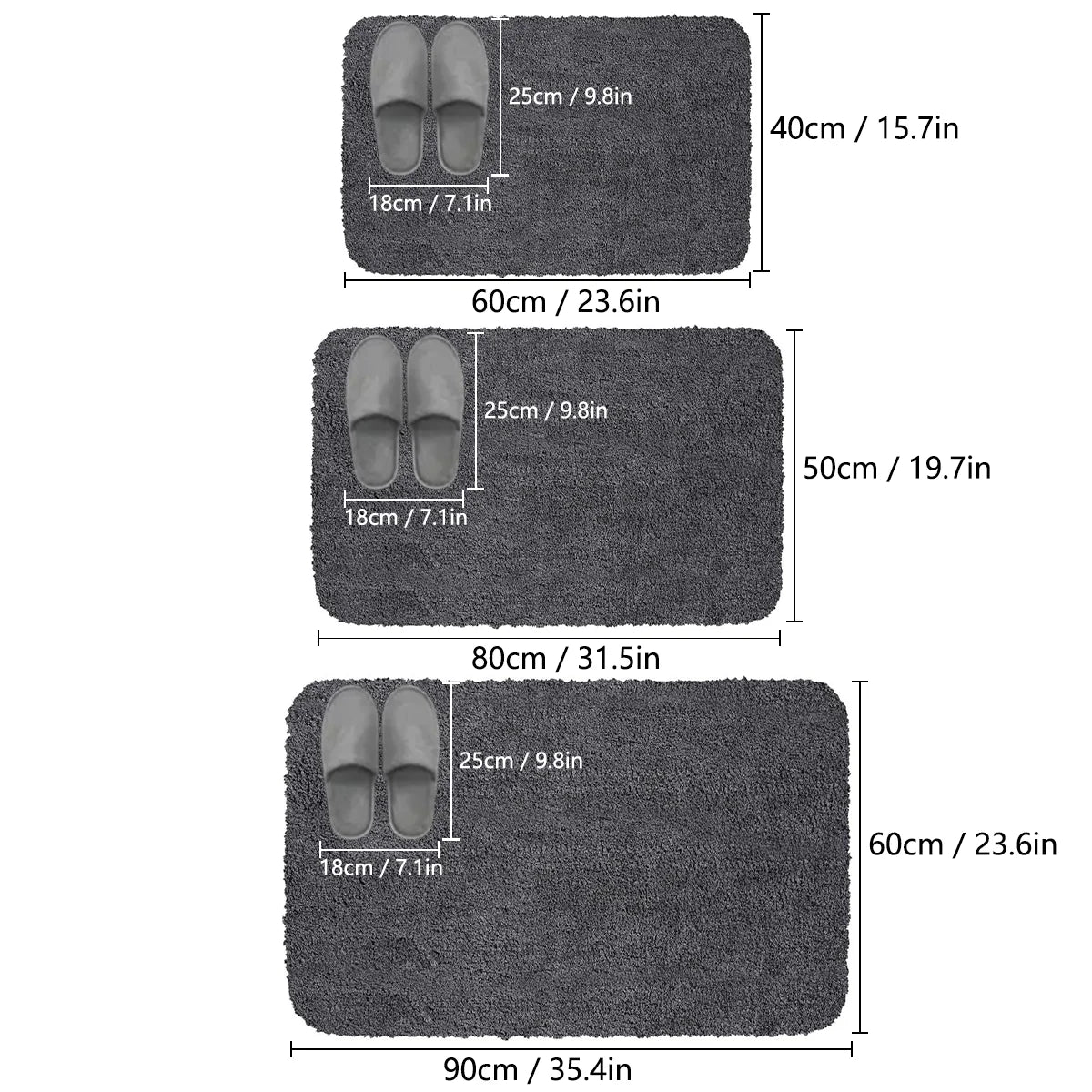 Tapis de salle de bain à poils longs, absorbant et antidérapant