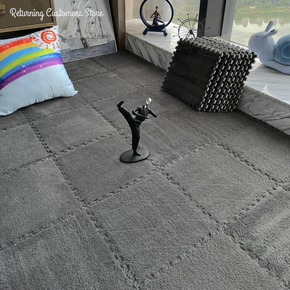 Tapis de sol enfant en peluche puzzle doux pour jeux et décoration