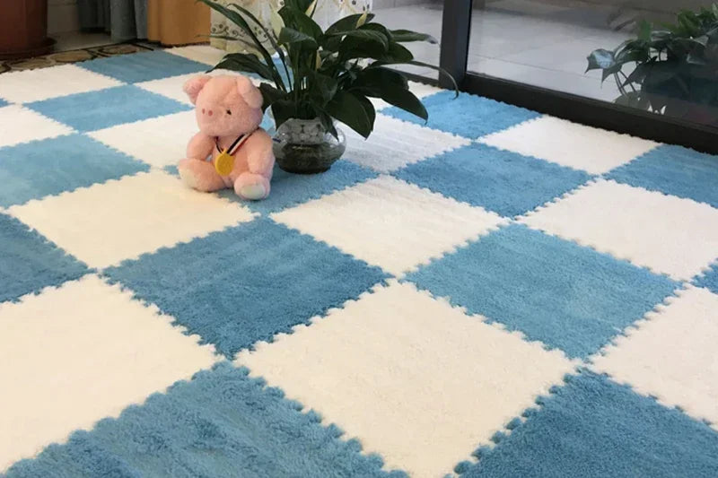 Tapis de sol enfant en peluche puzzle doux pour jeux et décoration