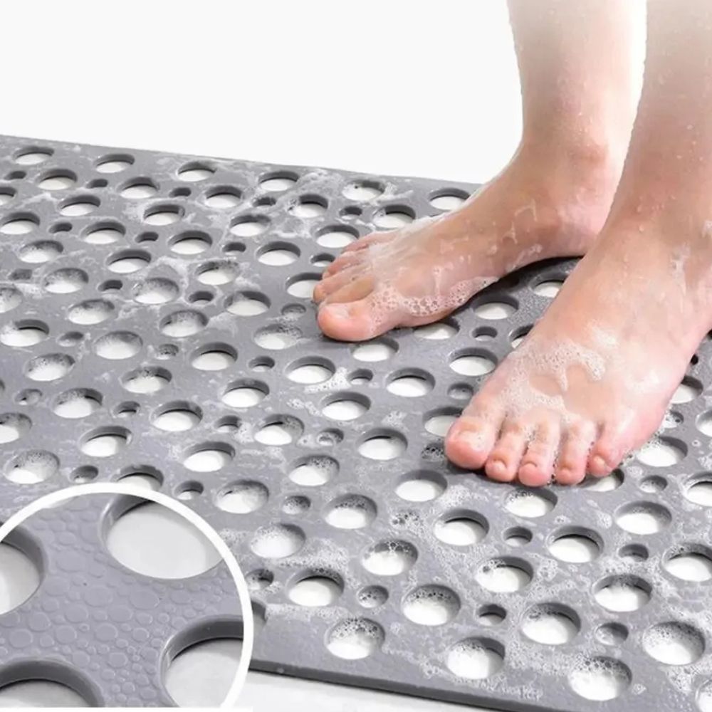 Tapis de bain antidérapant avec trous de drainage et ventouses