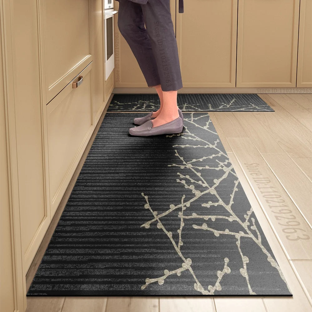 Tapis de cuisine long imprimé absorbant et antidérapant