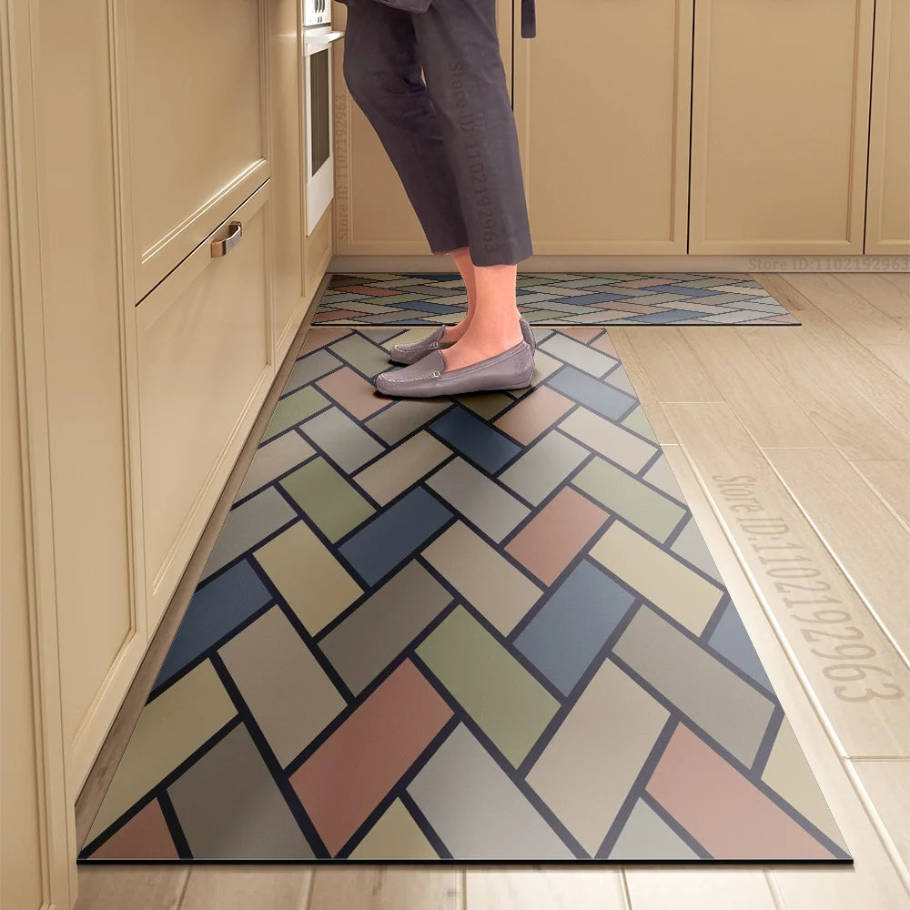 Tapis de cuisine long imprimé absorbant et antidérapant
