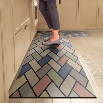 Tapis de cuisine long imprimé absorbant et antidérapant