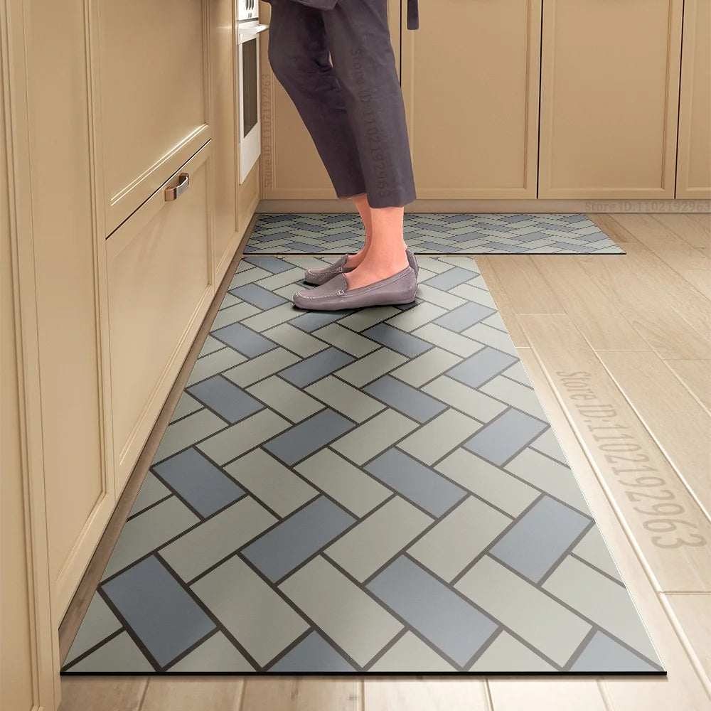 Tapis de cuisine long imprimé absorbant et antidérapant