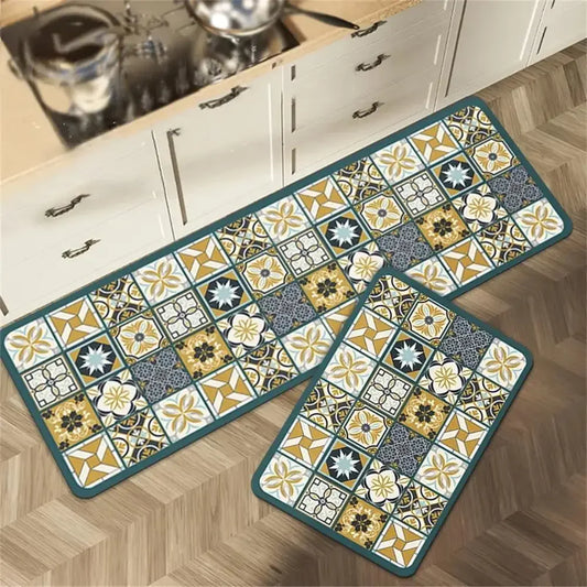 Tapis de cuisine long style rétro antidérapant