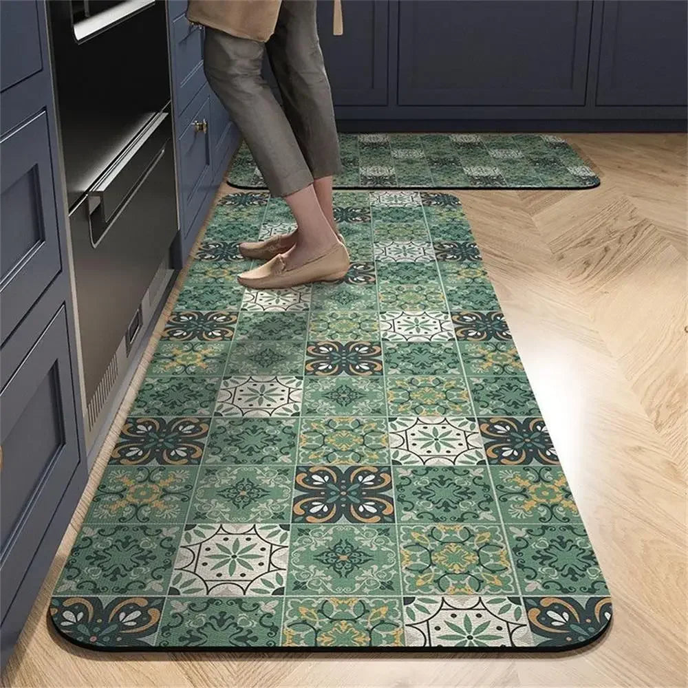 Tapis de cuisine long style rétro antidérapant