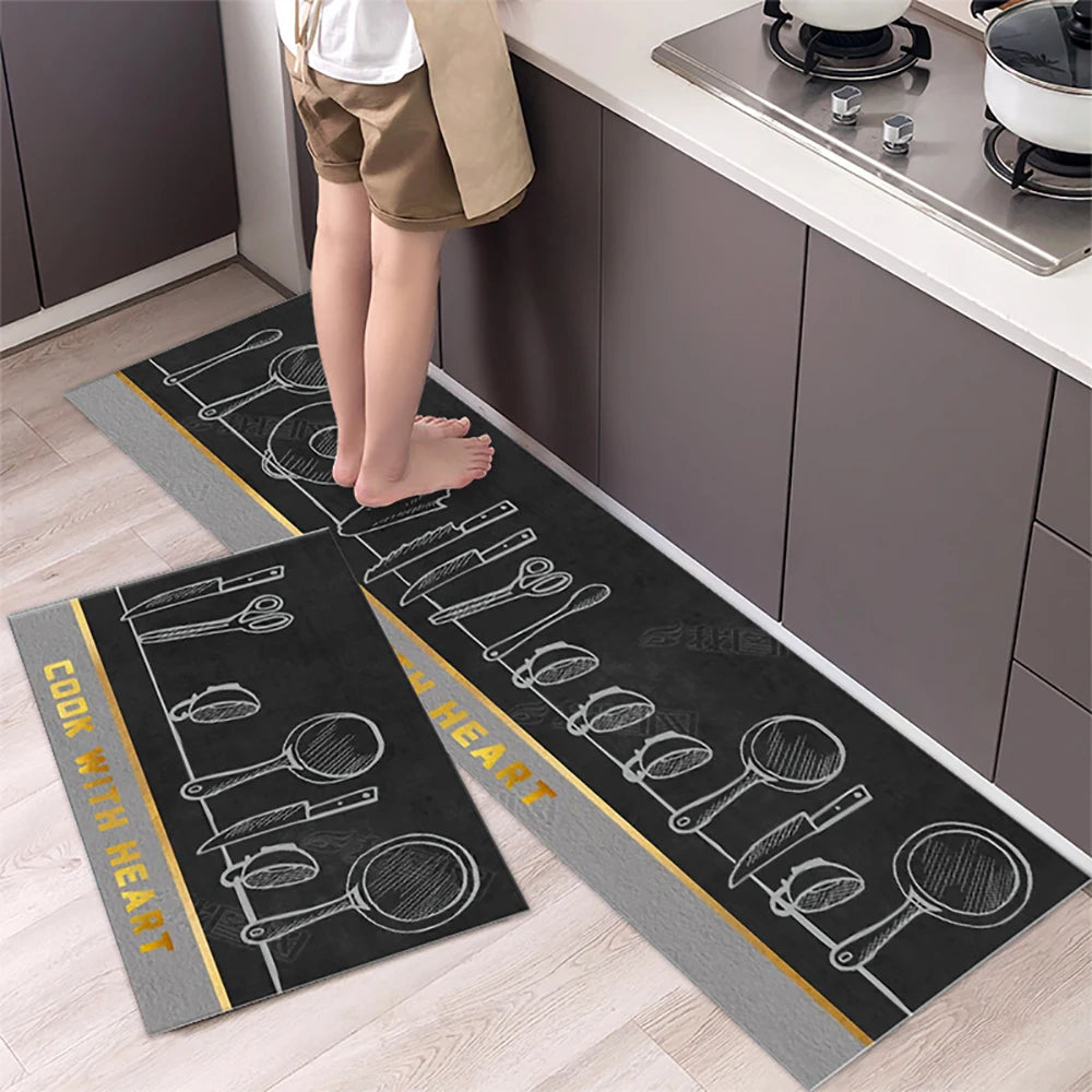Tapis de cuisine minimaliste imprimé doux et antidérapant